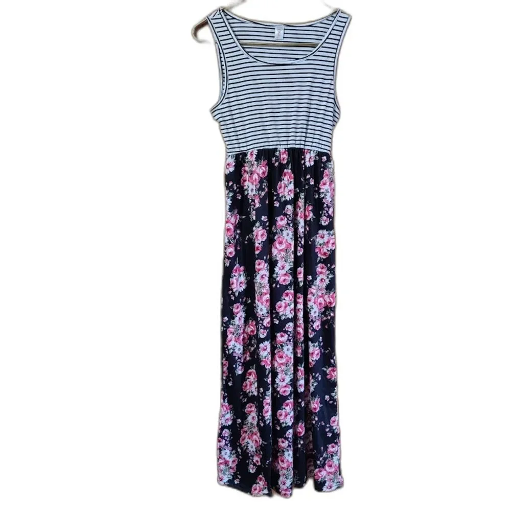 4 Shirley & Stone Long Summer Dresses S Floral Sleeveless Stripe - Picture 8 of 10